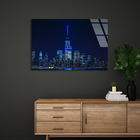 Gece Gökdelenler Cam Tablo 50x35 cm