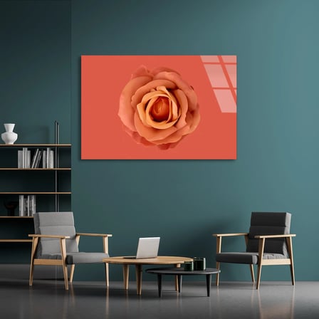 Somon Rengi Gül Cam Tablo 50x35 cm