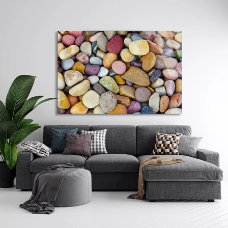 Renkli Çakıl Taşları Cam Tablo 50x35 cm