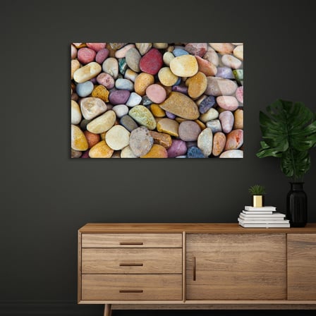 Renkli Çakıl Taşları Cam Tablo 50x35 cm