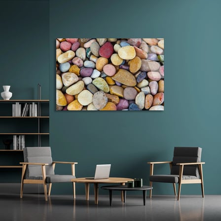 Renkli Çakıl Taşları Cam Tablo 50x35 cm