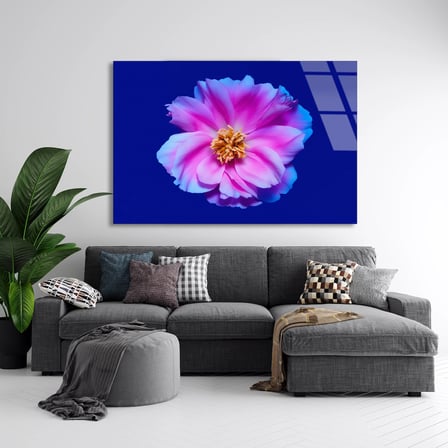 Pembe Çiçek Cam Tablo 50x35 cm