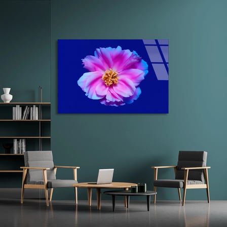 Pembe Çiçek Cam Tablo 50x35 cm