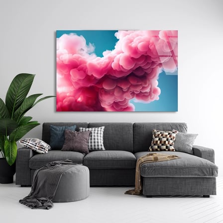 Pembe Bulutlar Cam Tablo 50x35 cm