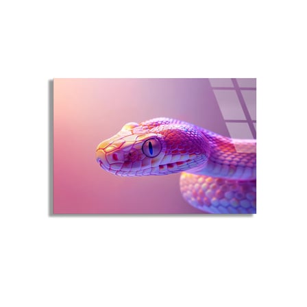 Pembe Yılan Cam Tablo 50x35 cm