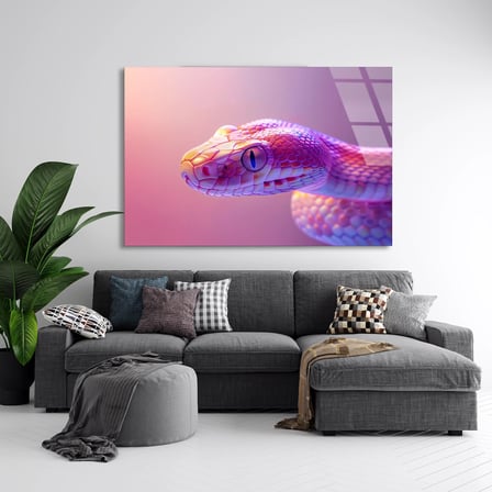 Pembe Yılan Cam Tablo 50x35 cm