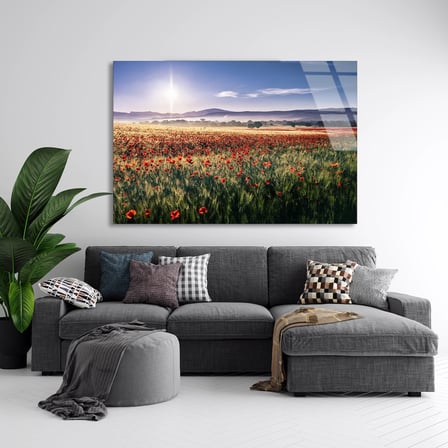 Gelincik Tarlası Cam Tablo 50x35 cm