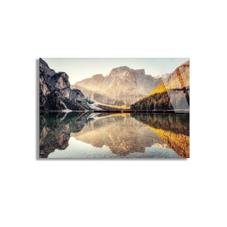 Dağ Gölü Yansıması Cam Tablo 50x35 cm