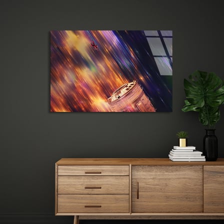 Renkli Işık Huzmeleri Cam Tablo 50x35 cm