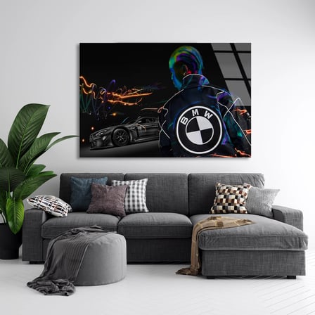 Bmw Otomobil Cam Tablo 50x35 cm