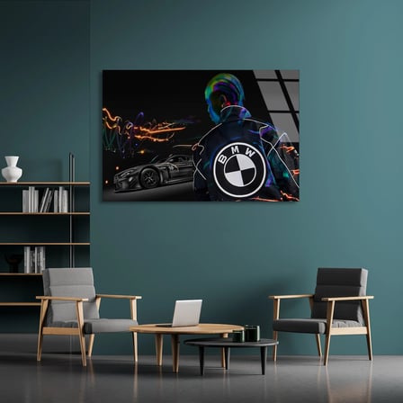 Bmw Otomobil Cam Tablo 50x35 cm