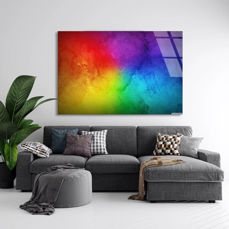 Gökkuşağı Suluboya Cam Tablo 50x35 cm