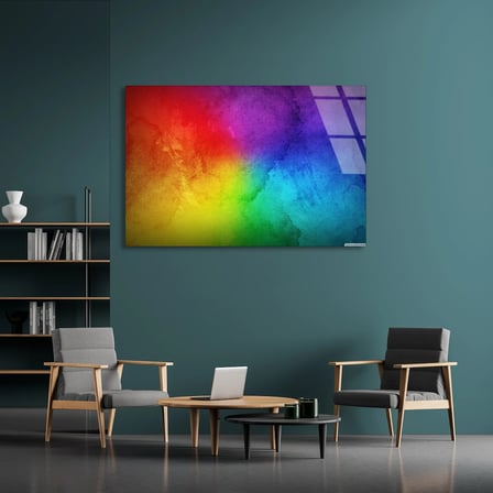 Gökkuşağı Suluboya Cam Tablo 50x35 cm