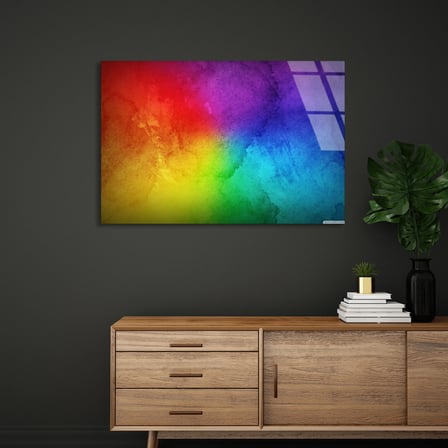 Gökkuşağı Suluboya Cam Tablo 70x50 cm