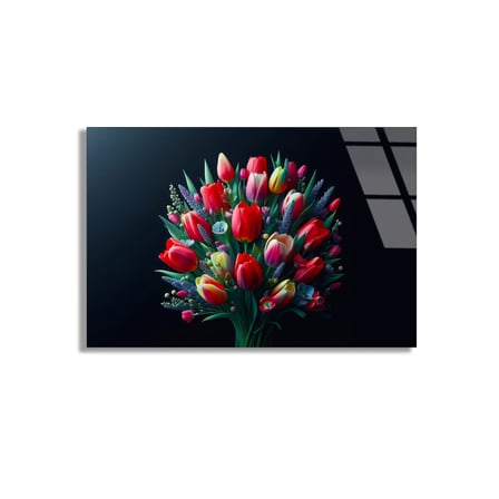 Lale Buketi Cam Tablo 50x35 cm