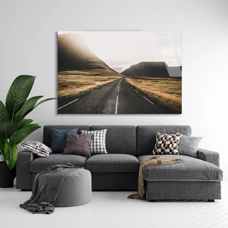 Tepeler Arası Yol Cam Tablo 50x35 cm