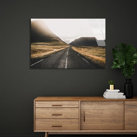 Tepeler Arası Yol Cam Tablo 50x35 cm