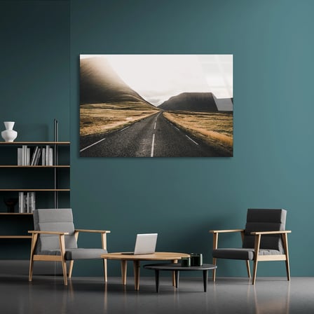 Tepeler Arası Yol Cam Tablo 50x35 cm