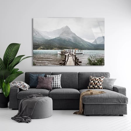 Dağ İskele Gölü Cam Tablo 50x35 cm