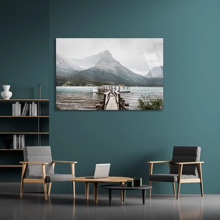 Dağ İskele Gölü Cam Tablo 50x35 cm