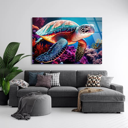 Deniz Kaplumbağası Cam Tablo 50x35 cm