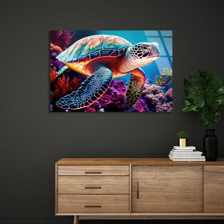 Deniz Kaplumbağası Cam Tablo 50x35 cm