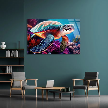 Deniz Kaplumbağası Cam Tablo 50x35 cm