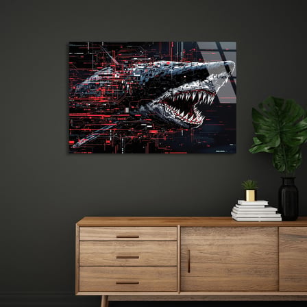 Dijital Köpekbalığı Cam Tablo 50x35 cm