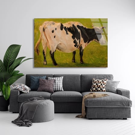 Çayırda İnek Cam Tablo 50x35 cm