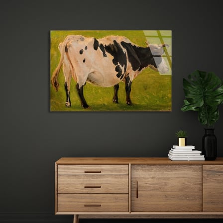 Çayırda İnek Cam Tablo 50x35 cm