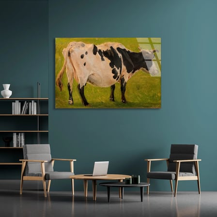 Çayırda İnek Cam Tablo 50x35 cm