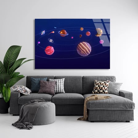 Güneş Sistemi Cam Tablo 50x35 cm