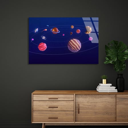 Güneş Sistemi Cam Tablo 50x35 cm