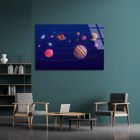Güneş Sistemi Cam Tablo 50x35 cm