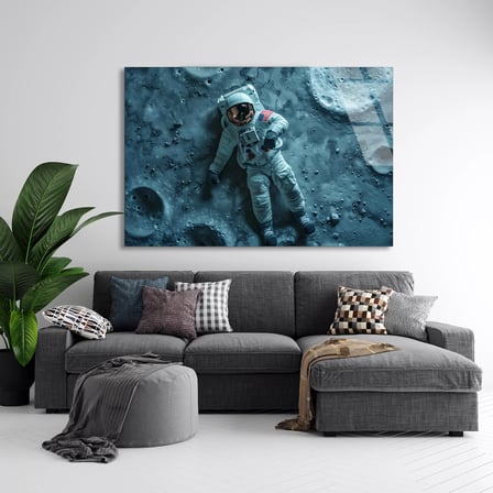 Ayda Astronot Cam Tablo 50x35 cm