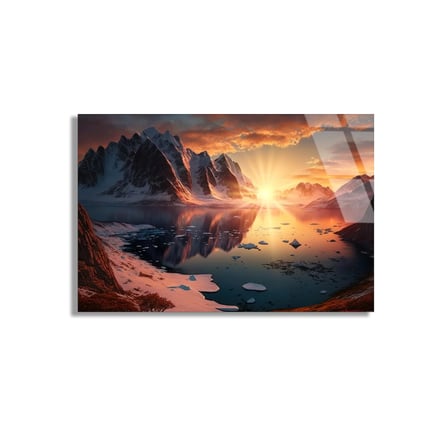 Dağ Gün Doğumu Cam Tablo 50x35 cm