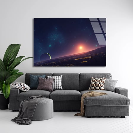 Yıldızlı Gece Gökyüzü Cam Tablo 50x35 cm