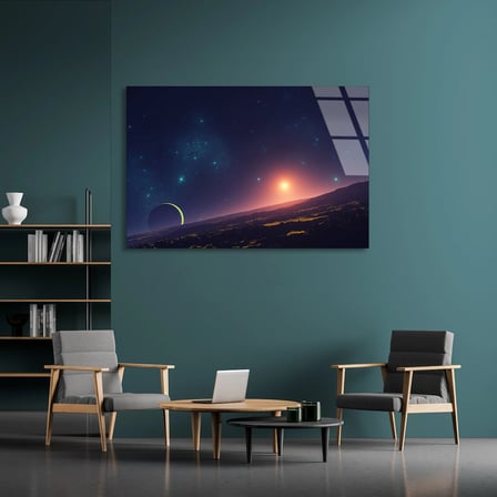 Yıldızlı Gece Gökyüzü Cam Tablo 50x35 cm