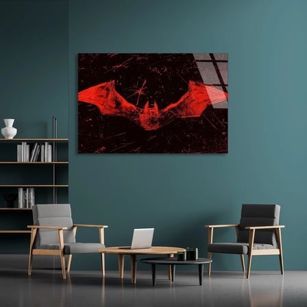 Batman Logosu Cam Tablo 50x35 cm