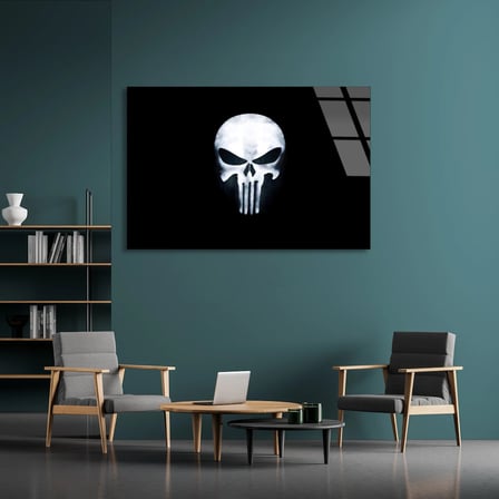 Punisher Logosu Cam Tablo 50x35 cm