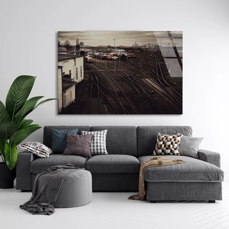 Demiryolu Rayları Cam Tablo 50x35 cm
