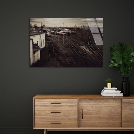 Demiryolu Rayları Cam Tablo 50x35 cm