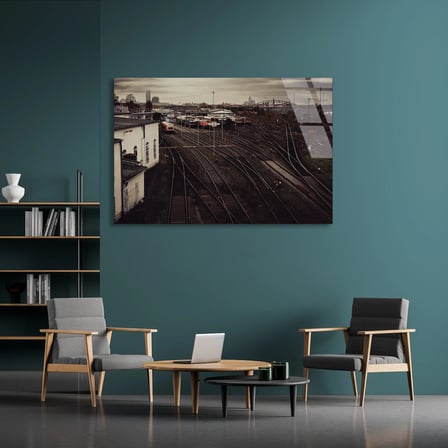 Demiryolu Rayları Cam Tablo 50x35 cm