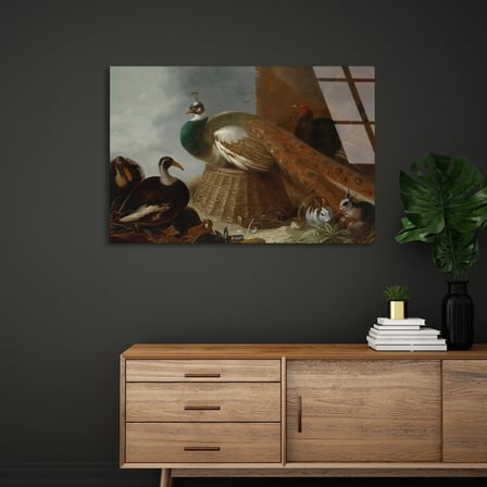 Tavus Kuşu Tablosu Cam Tablo 50x35 cm