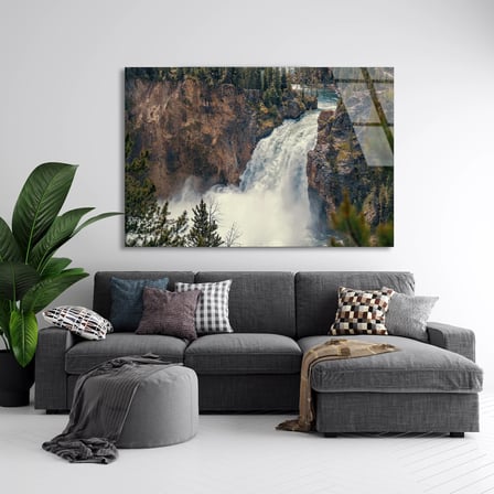 Şelale Manzarası Cam Tablo 50x35 cm