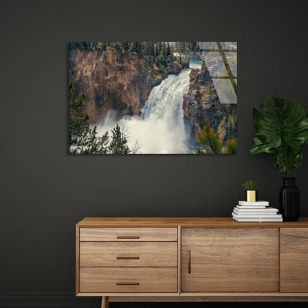 Şelale Manzarası Cam Tablo 50x35 cm