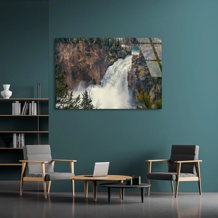 Şelale Manzarası Cam Tablo 50x35 cm