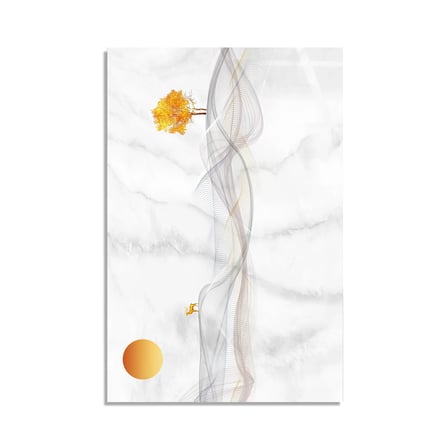 Beyaz Mermer Tül Cam Tablo Dikey 80x125 cm