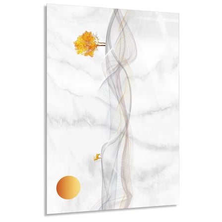 Beyaz Mermer Tül Cam Tablo Dikey 80x125 cm