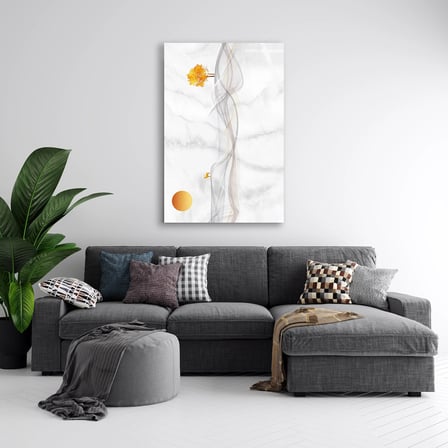 Beyaz Mermer Tül Cam Tablo Dikey 80x125 cm